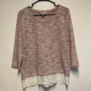 Heathered Loft Sweater with Lace